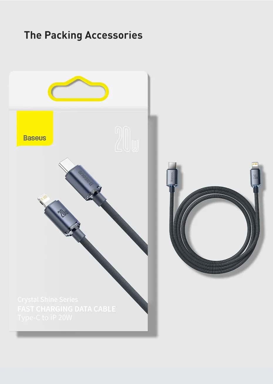 Cáp sạc Baseus CrystalShine 20w C to Lightning